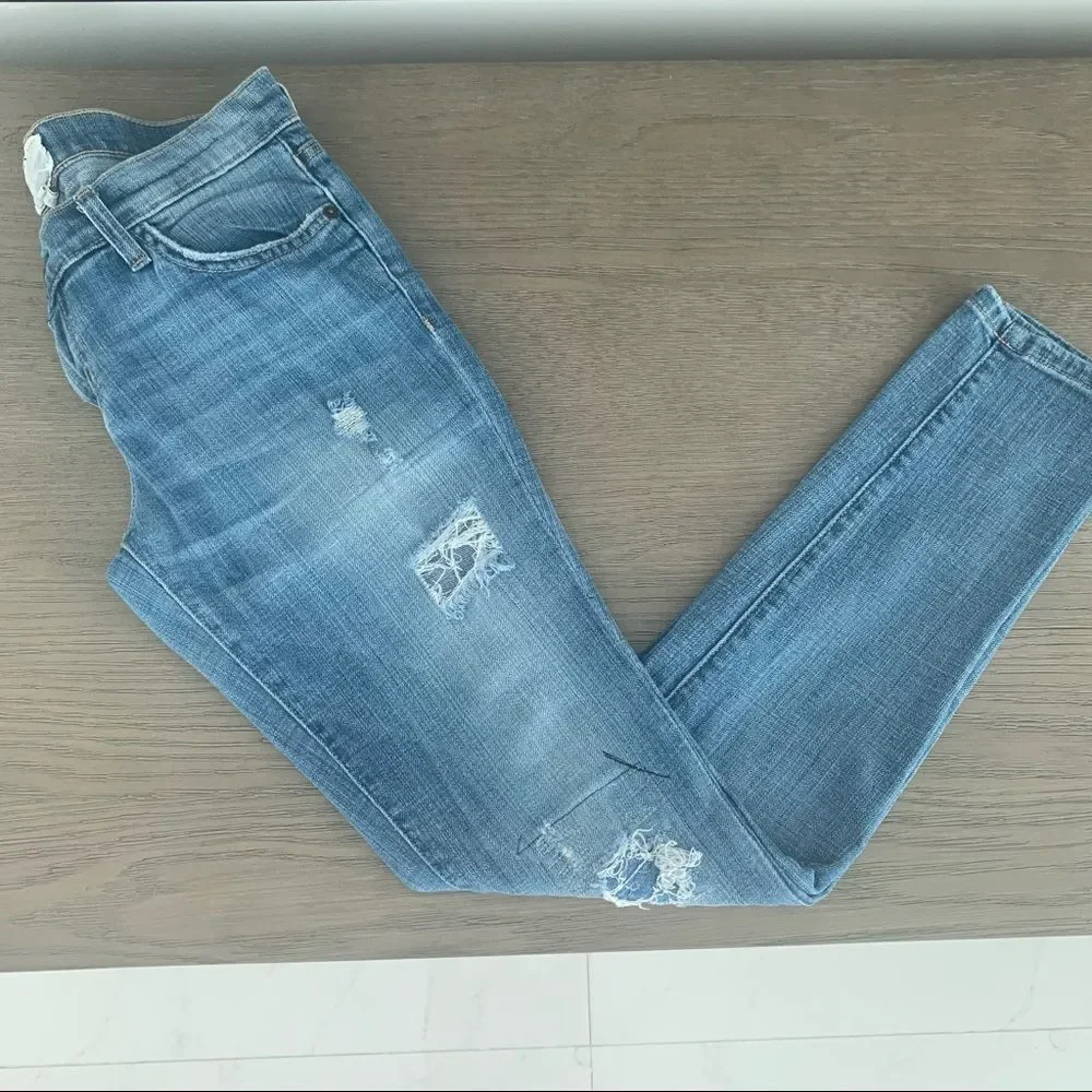 Current Elliot The Ankle Skinny Distressed Jeans in Light Wash Size 26